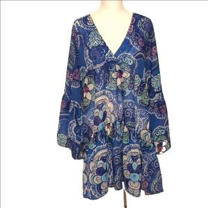 Karen Millen Batik Kimono Sleeve Mini Dress US Size 8